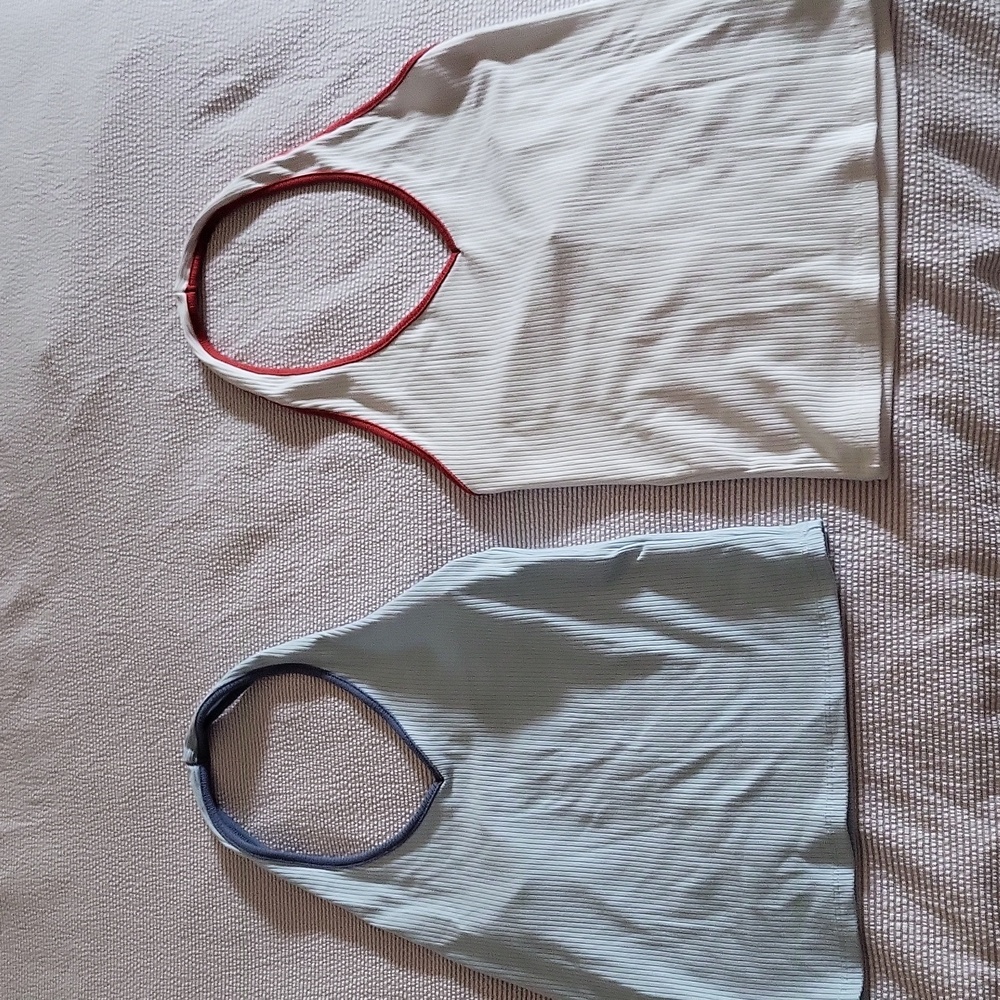 American Eagle Halter Tank Tops (set of 2) Size: XS Colors: white/red and blue